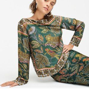 J. Crew Drapey Boatneck Top Ornate Jungle Print XXL NWT